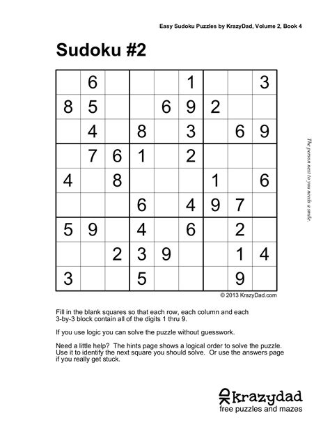 Krazydad Printable Sudoku